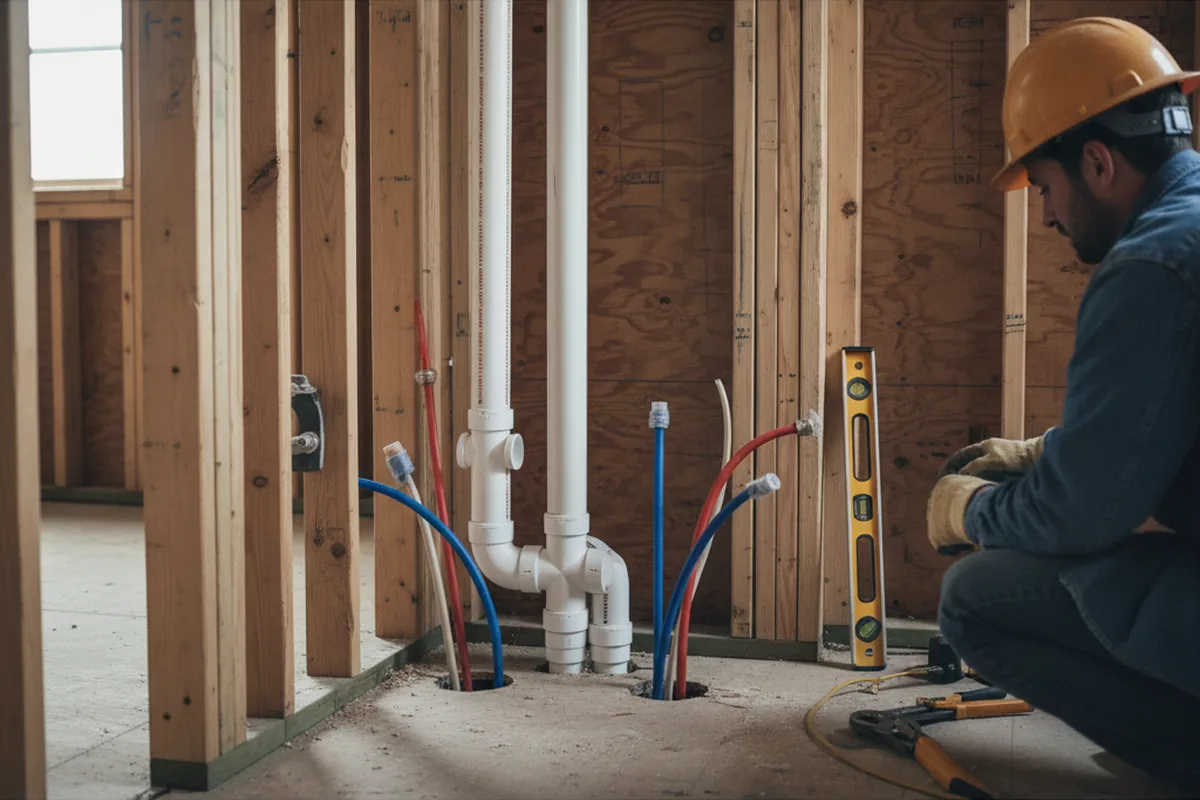 Drain and supply rough-in during Sump Pump Repair in Dolomite