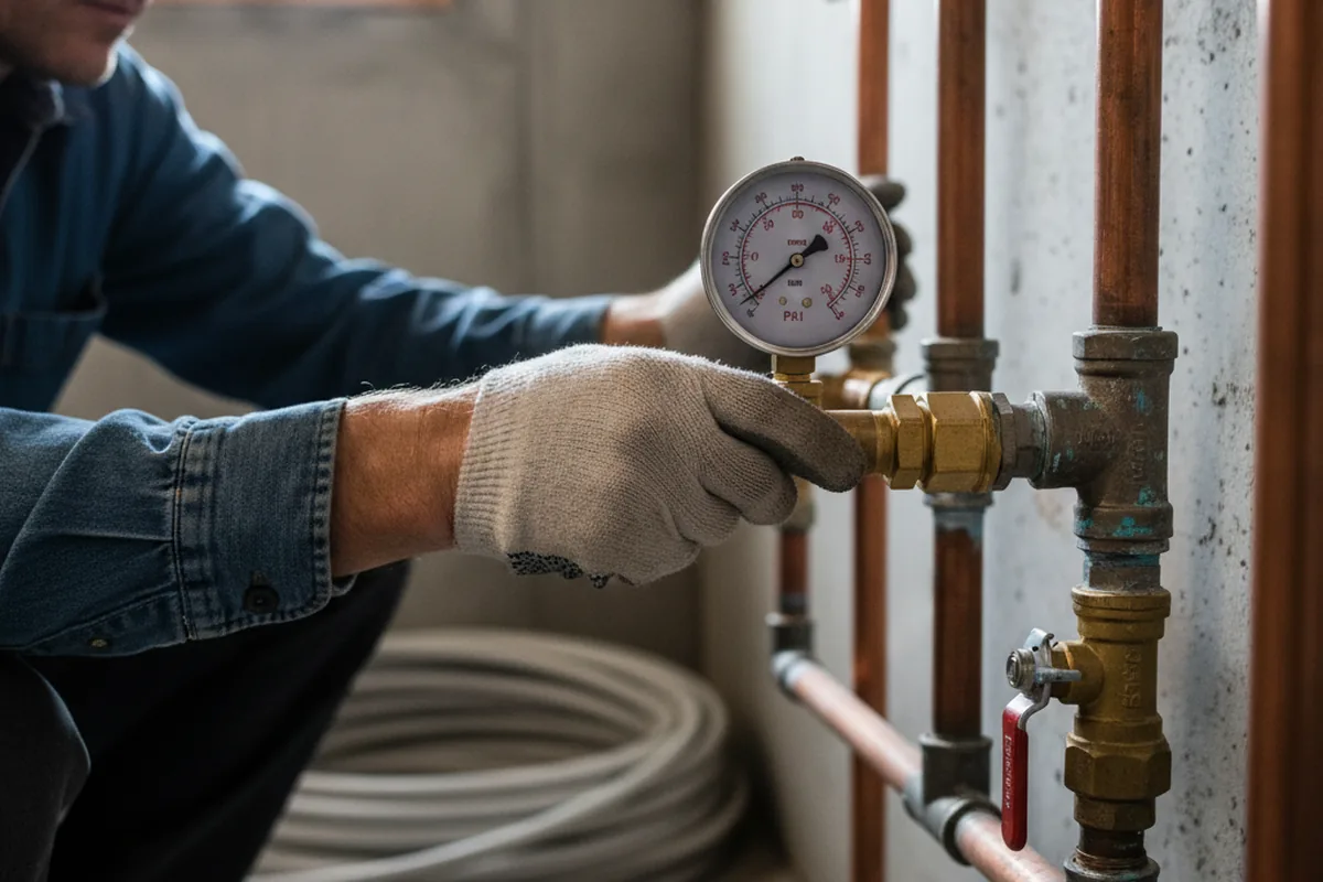 Pressure testing a repaired line during Water Line Repair in Dolomite